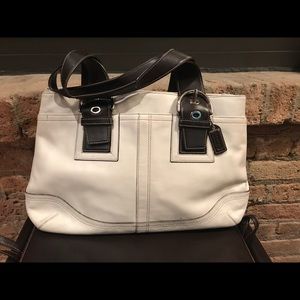 Authentic winter white Coach Leather Handbag